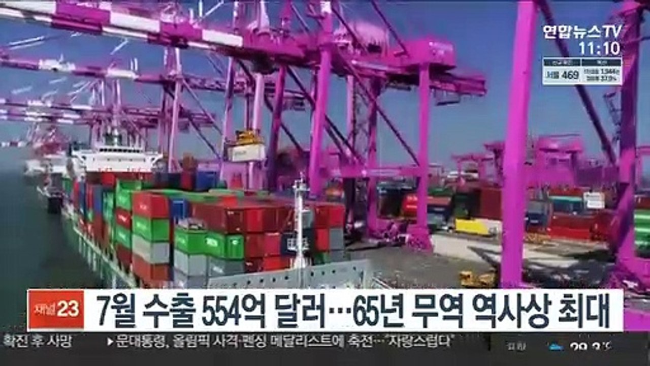 7월 수출 554억 달러…65년 무역 역사상 최대