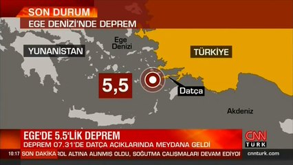 Son dakika... Ege Denizi'nde 5.5 büyüklüğünde deprem