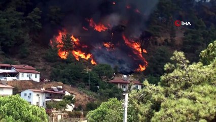 Marmaris yangını tekrar patladı, alevler Hisarönü’nde yerleşim yerlerine yaklaştı