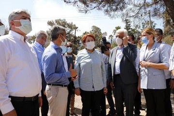 İYİ Parti Genel Başkanı Akşener, Marmaris'te yanan alanda inceleme yaptı