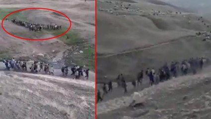 İran sınırında çekildiği iddia edilen video gündem oldu! Yüzlerce mülteci kalabalık gruplar halinde görüntülendi