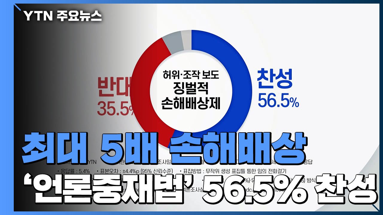 '최대 5배 손해배상' 언론중재법...국민 절반 이상 '찬성' / YTN