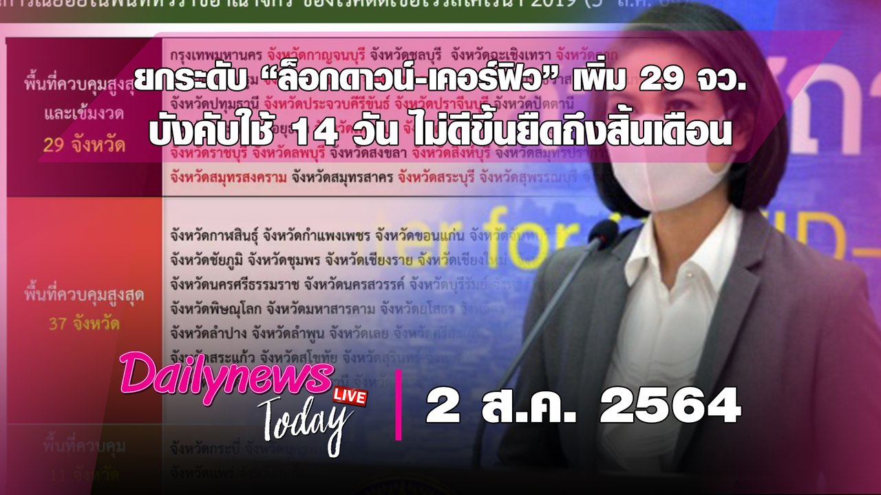 “ล็อกดาวน์-เคอร์ฟิว” เพิ่ม 29 จว.บังคับใช้ 14 วัน ไม่ดีขึ้นยืดถึงสิ้นเดือน|DAILYNEWS TODAY 020864