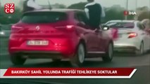 Düğün magandaları Bakırköy sahil yolunda trafiği tehlikeye düşürdü