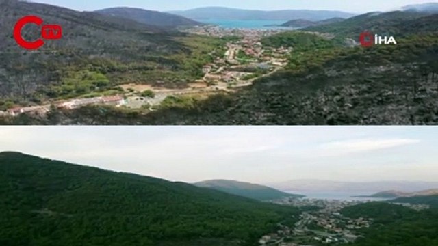 Marmaris’in yangın öncesi ve sonrası havadan görüntüleri, felaketin boyutunu gözler önüne serdi
