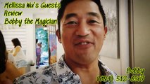 Vancouver BC, Mellissa Wu's guests review Bobby the Magician, interactive magic show in the middle of a heat wave