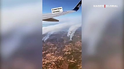 Yonca Evcimik yangın bölgesini havadan paylaştı! Dumanlar gökyüzüne yükseliyor