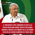 El presidente López Obrador felicitó a la pesista mexicana Aremi Fuentes