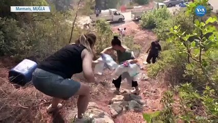 Marmarisliler Yangına Bidonlarla Müdahale Etmeye Çalışıyor