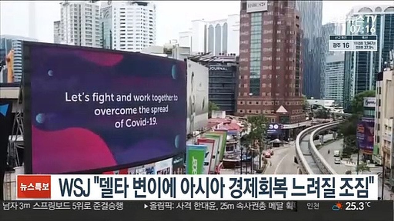 WSJ "델타 변이에 아시아 경제회복 느려질 조짐"