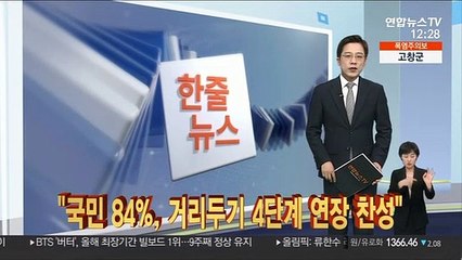 [한줄뉴스] "국민 84%, 거리두기 4단계 연장 찬성" 外