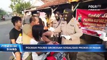 Polwan Polres Grobongan Sosialisasi Prokes di Pasar