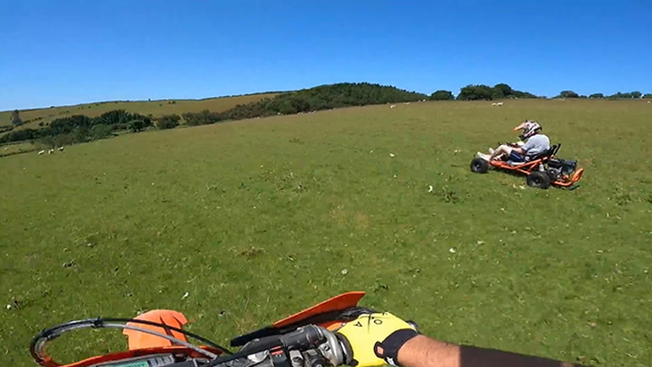 Racing Go-Karts And Motorcycles In A Field Is Too Much Fun!