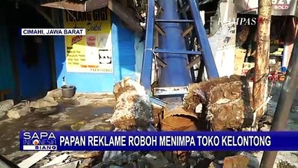 Hujan Deras dan Angin Kencang di Cimahi Robohkan Papan Reklame