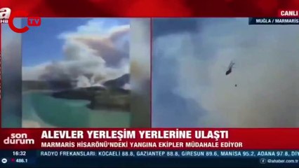 Muğla'daki yangını görüntüleyen A Haber ekibine tepki! Yayını kestiler