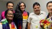 PV Sindhu and her coach welcomed at the Delhi airport