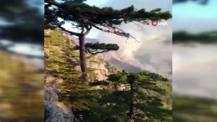 Eline küreği alan yangın bölgesine koştu