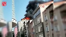 İstanbul’da panik anları! Binanın çatı katında çıkan yangında patlama oldu