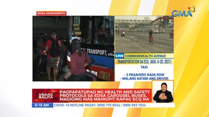Pagpapatupad ng health and safety protocols sa EDSA carousel buses, magiging mas mahigpit kapag ECQ na | UB