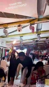 Christina Milian et M.Pokora fêtent leur rencontre dans le club L'Opéra à Saint Tropez le 3 août 2021.