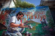 Son dakika haber... Suriyeli grafiti sanatçısı Esmer'den orman yangınlarıyla mücadelede Türk halkına destek