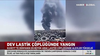 Dev lastik çöplüğünde yangın