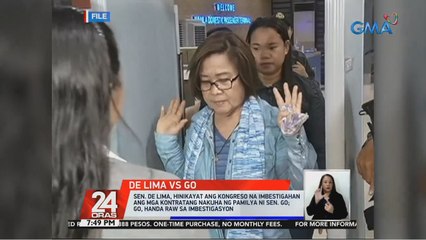 Sen. De Lima, hinikayat ang kongreso na imbestigahan ang mga kontratang nakuha ng pamilya ni Sen. Go; Go, handa raw sa imbestigasyon | 24 Oras