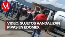 Gaseros causan destrozos a tres pipas por un pleito de precios en Huixquilucan, Edomex