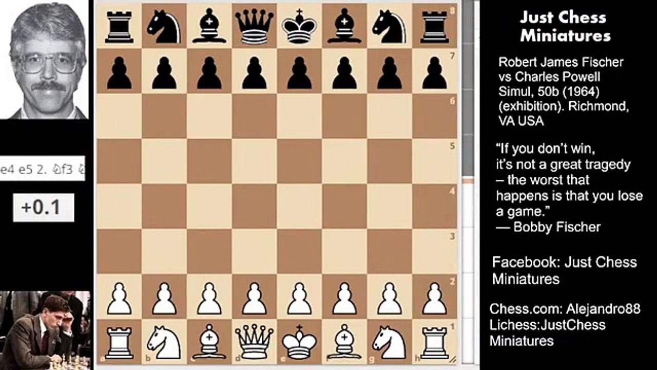 Bobby Fischer losing against a US Armed Forces Chess champion (1964)