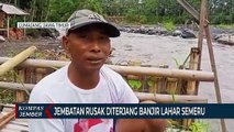 Jembatan Hanyut Diterjang Banjir Lahar Hujan Gunung Semeru