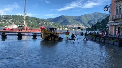 Maltempo, strade allagate lungo le rive del lago di Como