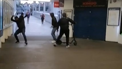 Shocking video captures moment thieves grab e-scooter from commuter at station