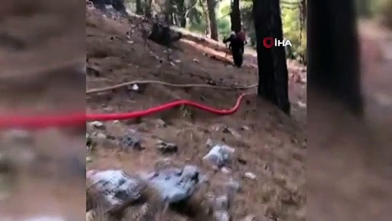 Orman yangını bölgesinde ‘bizim sırtımız yere gelmez’ dedirten görüntü