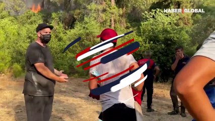 Yangın söndürme çalışmaları sırasında Şahan Gökbakar'a 'Recep Abi' diyen vatandaş