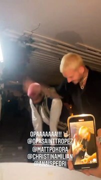 Matt Pokora lors de sa soirée chez Opa avec Christina Milian, Caroline Receveur et Hugo Philip