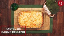 Pastel de carne con relleno de tocino, jamón y espinacas a la crema | Receta fácil | Directo al Paladar México