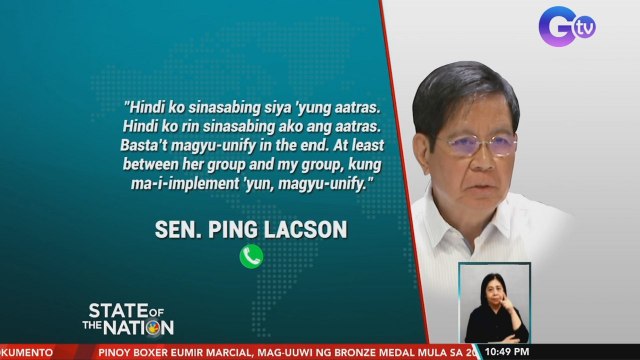 Unification formula, iminungkahi ni Sen. Lacson sa pulong nila ni VP Robredo; Robredo, tila tutol sa mungkahi, ayon sa senador | SONA
