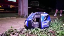 Logan invade imóvel em acidente de trânsito na Rua Cuiabá, no Ciro Nardi; Motociclista sofreu ferimentos graves