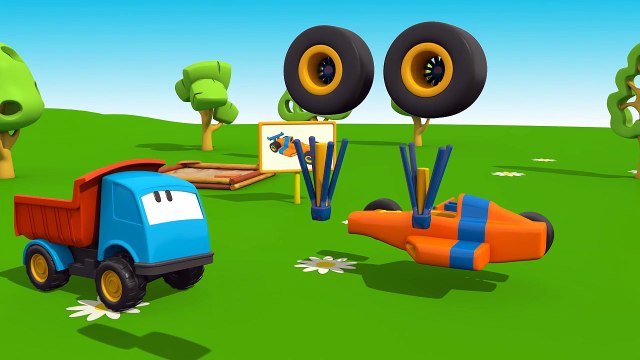Leo der neugierige Lastwagen und der schnelle RENNWAGEN!! Animation für Kinder