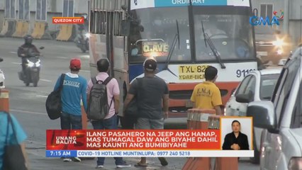 Mga bus, taxi at UV express na bumibiyahe sa Commonweath Ave., marami pero kakaunti ang pasahero | UB