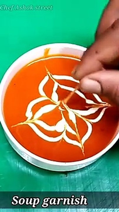 Soup garnish. Easy garnish. Tomato soup garnish. Cream garnish