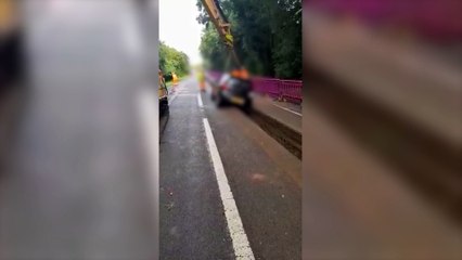 Dumb drivers wreck cars trying to dodge A45 diversion