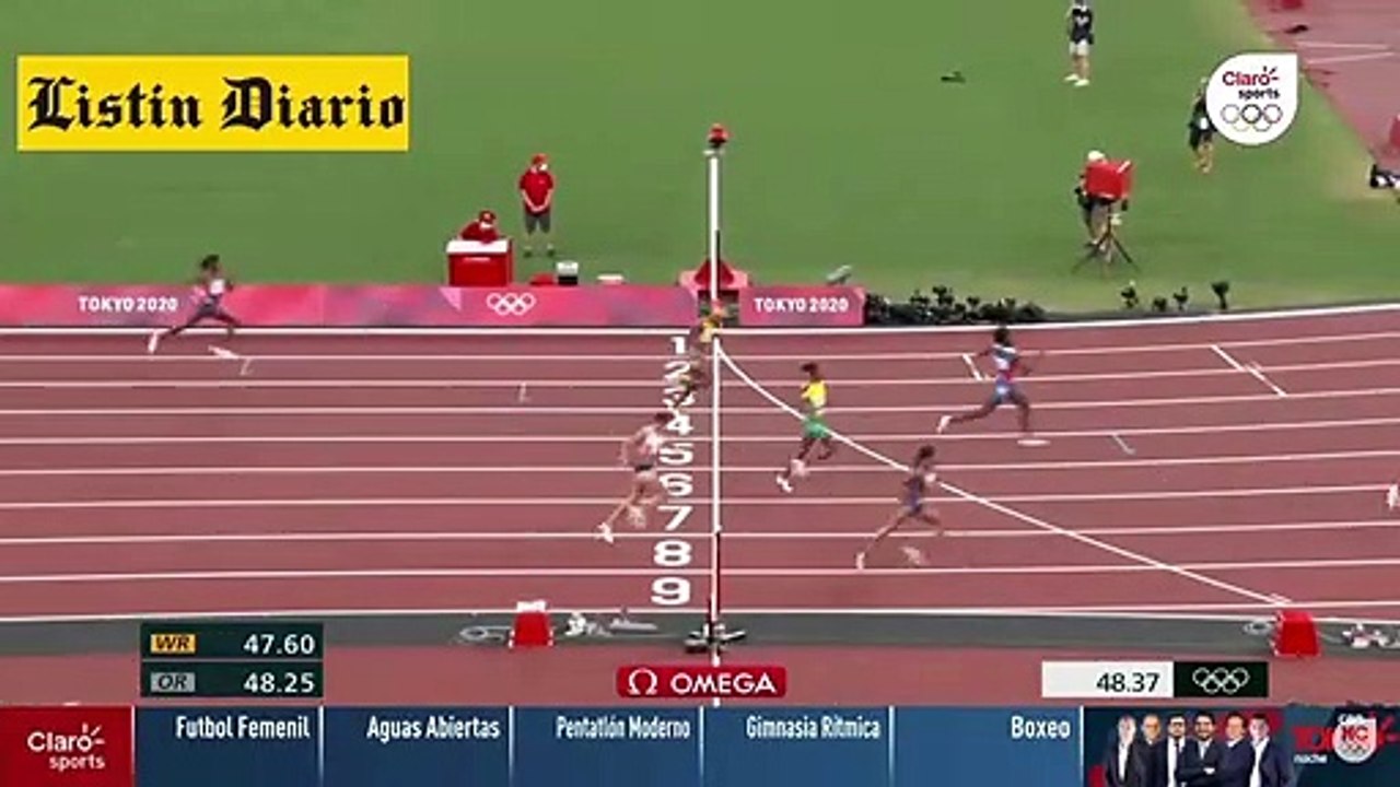 Momento en el que Marileidy Paulino gana medalla de plata en Atletismo