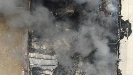 ESENYURT'TA YÜZLERCE BEYAZ EŞYA HURDAYA DÖNDÜ - havadan görüntüyle