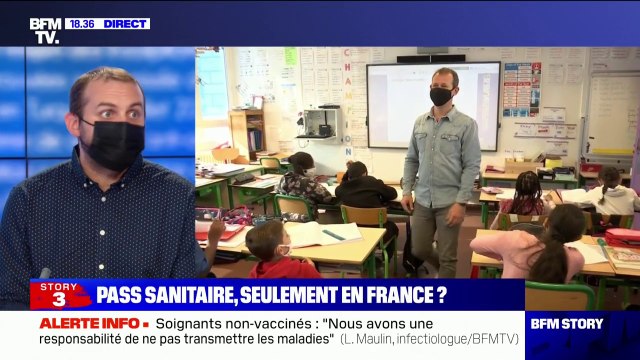 Jean-Rémi Girard (Syndicat national des lycées et collèges) estime qu'il est peu probable que le pass sanitaire s'applique aux professeurs en France