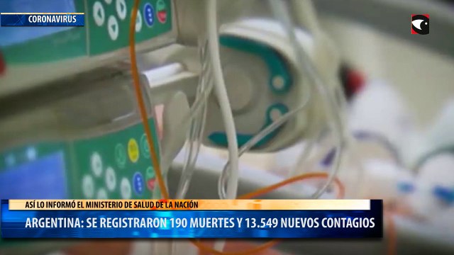 Argentina: se registraron 190 muertes y 13549 contagios