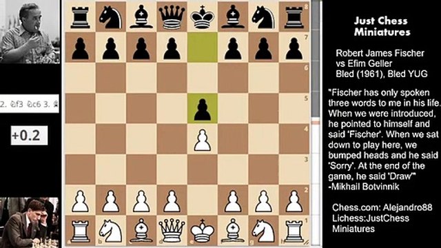 Bobby Fischer's Memorable Game against Efim Geller. Hoist with his own petard (1961).