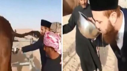 Bürosu mühürlenen 'sopalı şifacı'nın deve sidiği içtiği görüntüler ortaya çıktı