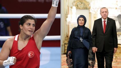 Cumhurbaşkanı'na madalya sözü veren Busenaz Sürmeneli'ye Erdoğan ailesinden tebrik