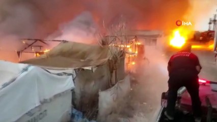 Ceylanpınar Telhammut çadır kentinde yangın